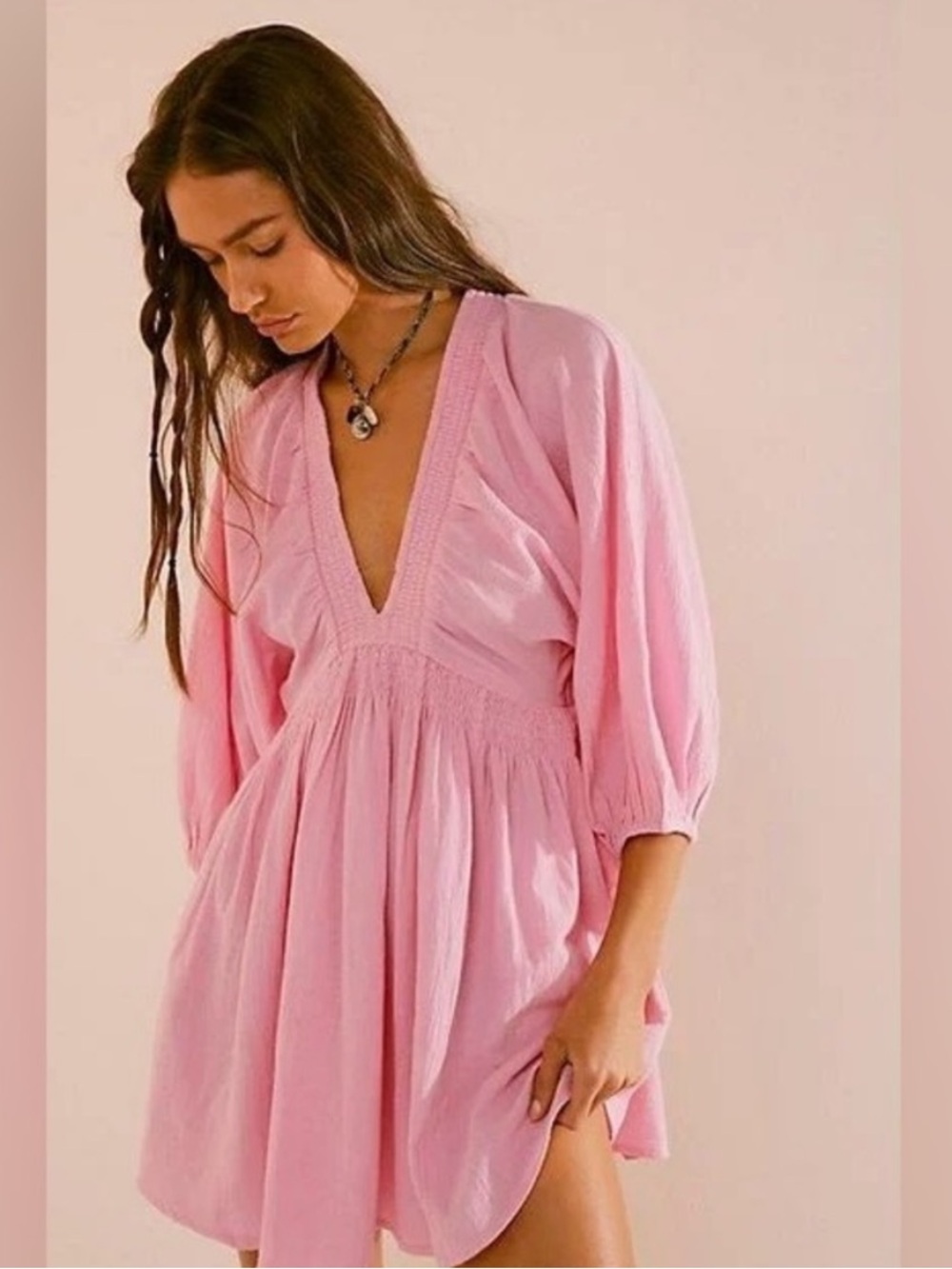 Free People For the Moment Mini Dress Pink XS